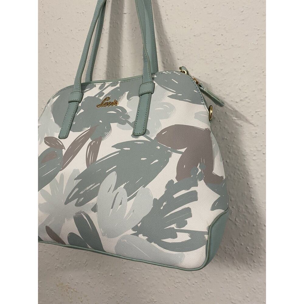 RARE LAVIE AQUA HANDBAG W/ MATCHING WALLET SATCHEL PURSE MEDIUM ZIPS FLORAL - Picture 4 of 11